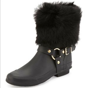 Burberry Harbor Fur Rain Boots new sz wm 9